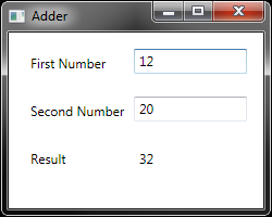Screenshot of the adder application with similar layout to the initial mockup.